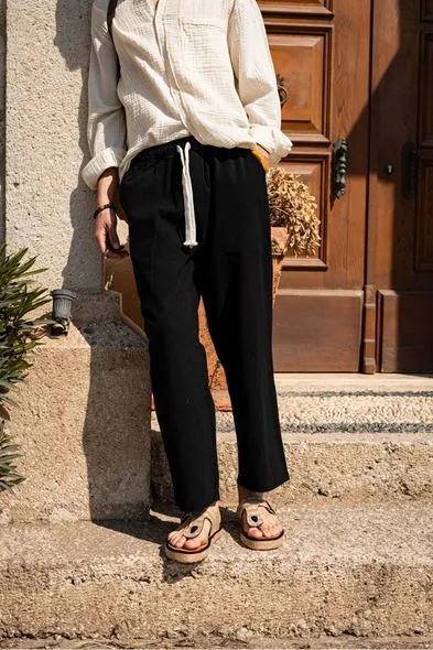Mores Siyah %100 Pamuk Erkek Pantolon
