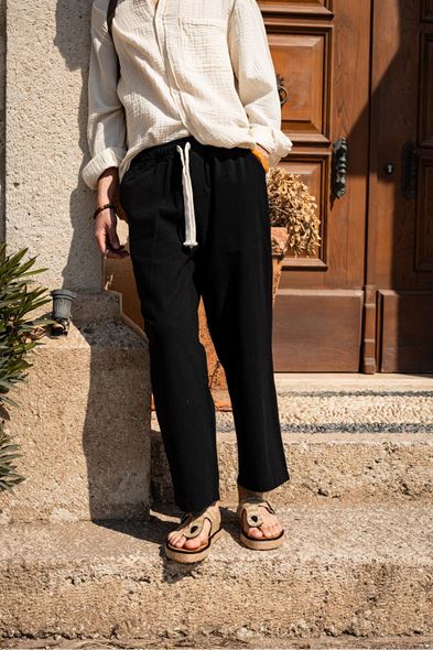 Mores Siyah %100 Pamuk Pantolon