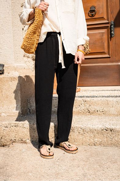 Daren Siyah Müslin Pantolon