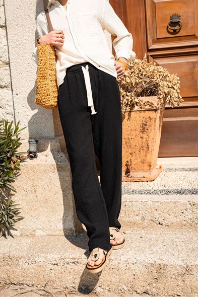 Daren Siyah Müslin Pantolon