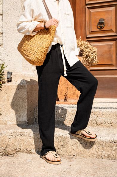 Daren Siyah Müslin Pantolon