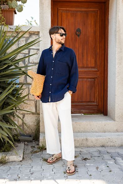 Mikonos Lacivert Gömlek