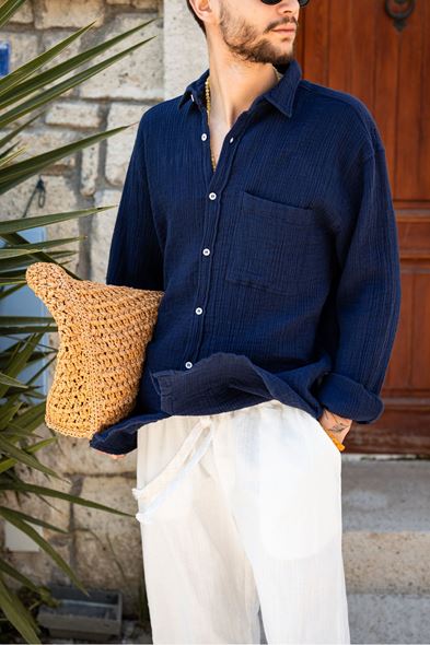 Mikonos Lacivert Gömlek