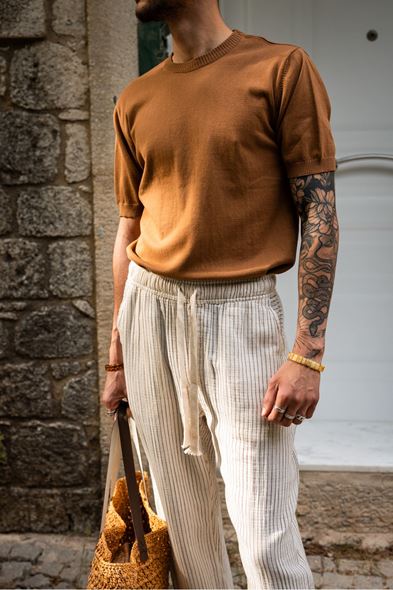 Briss Kahve Bisiklet Yaka Triko Tshirt