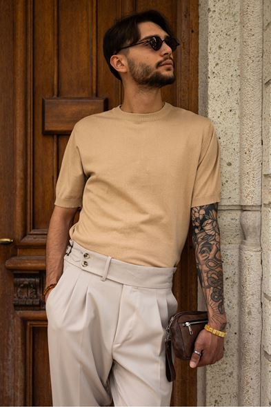 Briss Bej Bisiklet Yaka Triko Tshirt