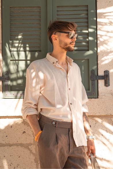 Granada Uzun Kollu Bej Gömlek