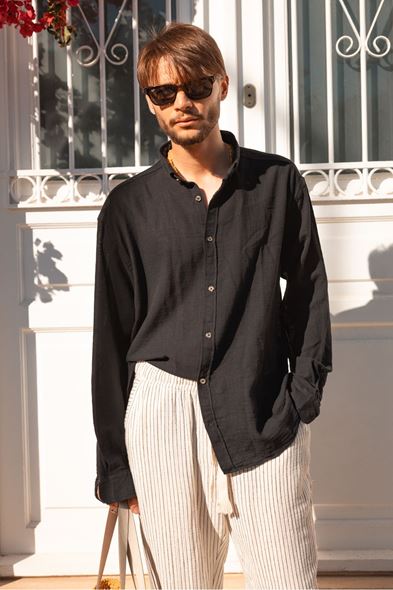 Granada Uzun Kollu Siyah Gömlek