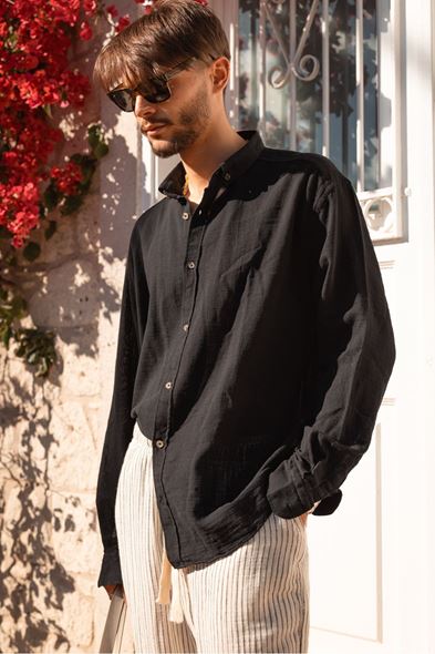 Granada Uzun Kollu Siyah Gömlek