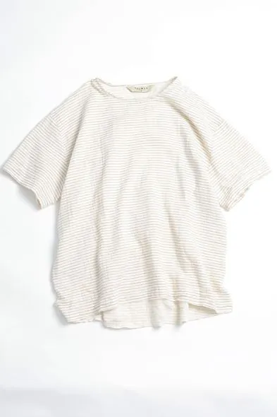 Huston Duble Size Kahve Çizgili %100 Pamuk Erkek T-shirt 