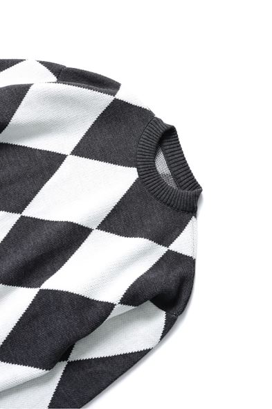 Erison Antrasit Beyaz Duble Loose Dilimli Kazak