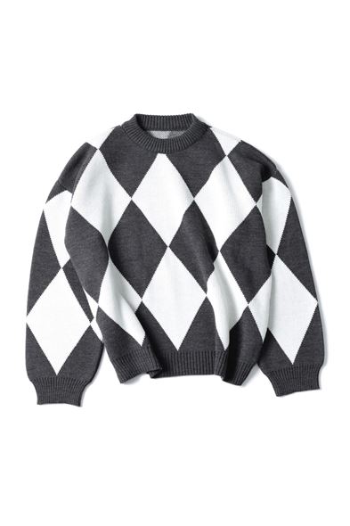 Erison Antrasit Beyaz Duble Loose Dilimli Kazak