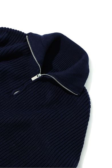 Dreson Lacivert Yaka Fermuarlı Kazak