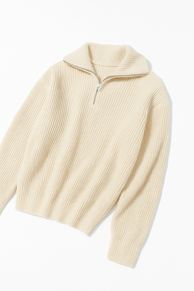 Dreson Bej Yaka Fermuarlı Kazak