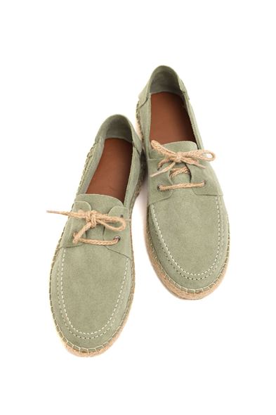 Petra Bağcıklı Avokado Süet Deri Espadril