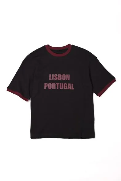 Axis Siyah Bordo Oversize %100 Pamuk Erkek Tshirt