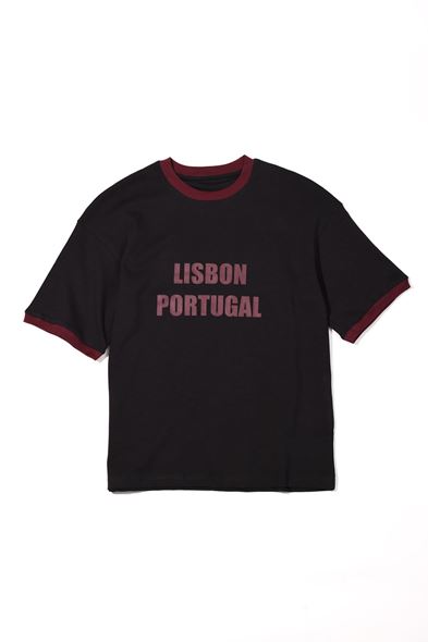 Axis Siyah Bordo Oversize %100 Pamuk Tshirt