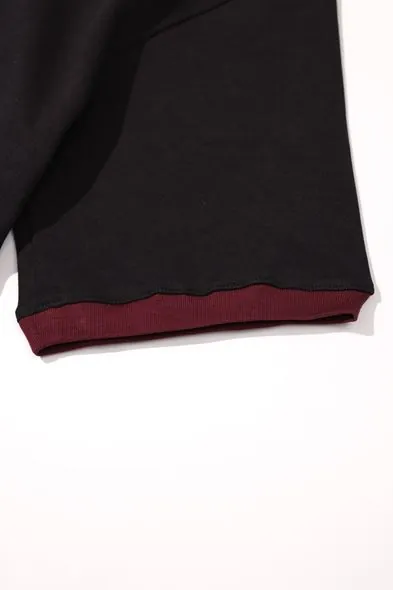 Axis Siyah Bordo Oversize %100 Pamuk Erkek Tshirt