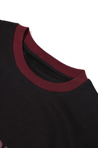 Axis Siyah Bordo Oversize %100 Pamuk Tshirt