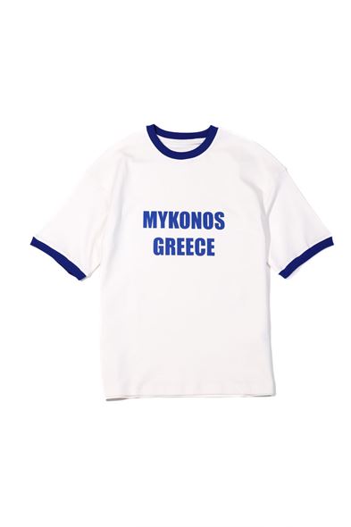 Axis Beyaz Mavi Oversize %100 Pamuk Tshirt