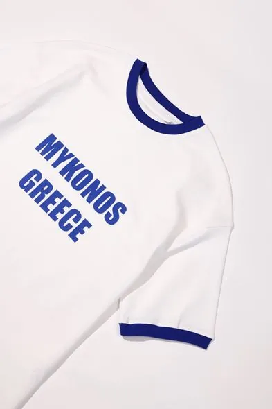 Axis Beyaz Mavi Oversize %100 Pamuk Erkek Tshirt