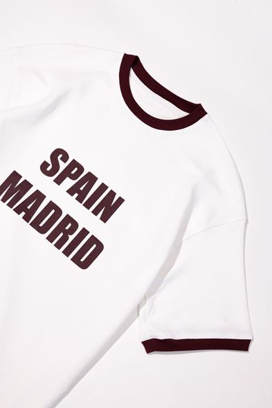 Axis Beyaz Bordo Oversiz Tshirt