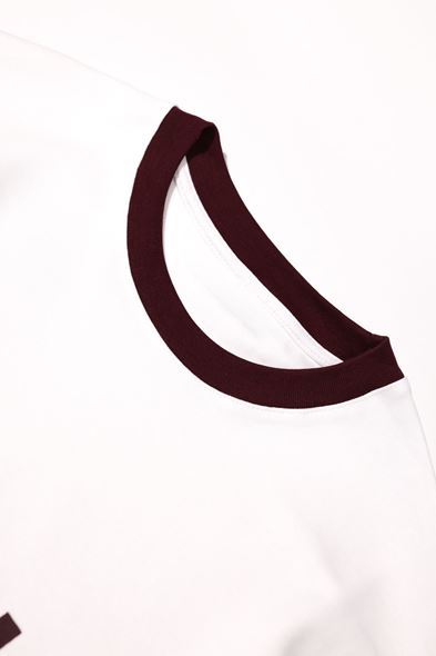 Axis Beyaz Bordo Oversize %100 Pamuk Tshirt