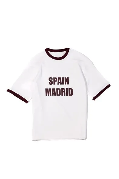 Axis Beyaz Bordo Oversize %100 Pamuk Erkek Tshirt