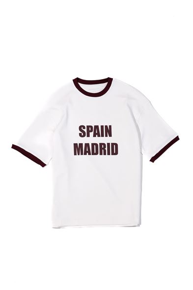 Axis Beyaz Bordo Oversize %100 Pamuk Tshirt