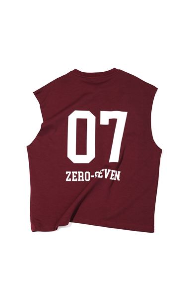 Zero-Seven Bordo Oversize Kolsuz %100 Pamuk Tshirt