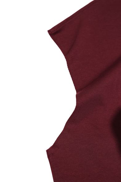 Zero-Seven Bordo Oversize Kolsuz %100 Pamuk Tshirt