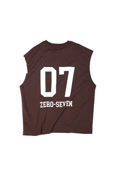 Zero-Seven Kahve Oversize Kolsuz %100 Pamuk Tshirt