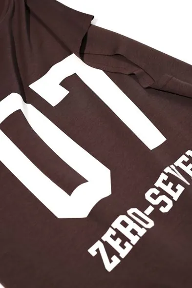 Zero-Seven Kahve Oversize Kolsuz %100 Pamuk Erkek Tshirt