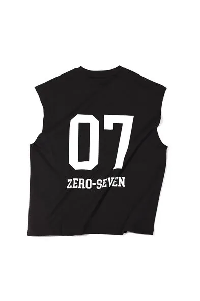 Zero-Seven Siyah Oversize Kolsuz %100 Pamuk Erkek Tshirt