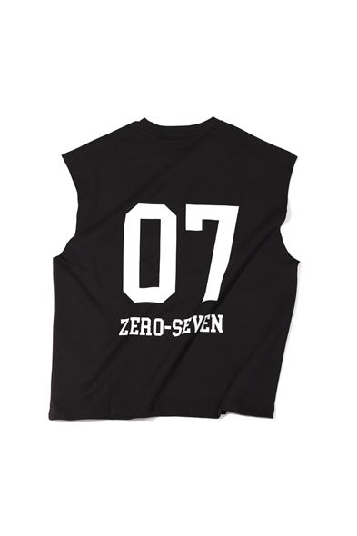 Zero-Seven Siyah Oversize Kolsuz %100 Pamuk Tshirt
