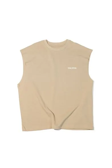 Zero-Seven Haki Oversize Kolsuz %100 Pamuk Erkek Tshirt
