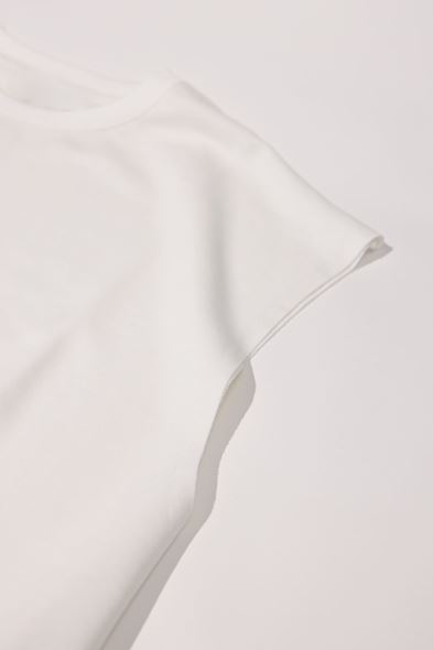 Raen Beyaz Oversize Kolsuz %100 Pamuk Tshirt