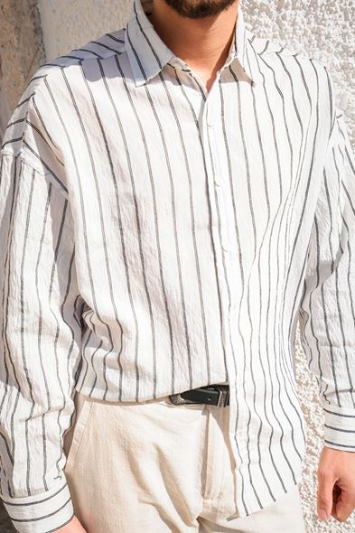 Tyre Çizgili Beyaz Gömlek