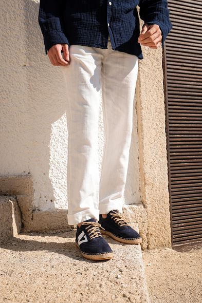 Zakintos Hakiki Deri Lacivert Espadril