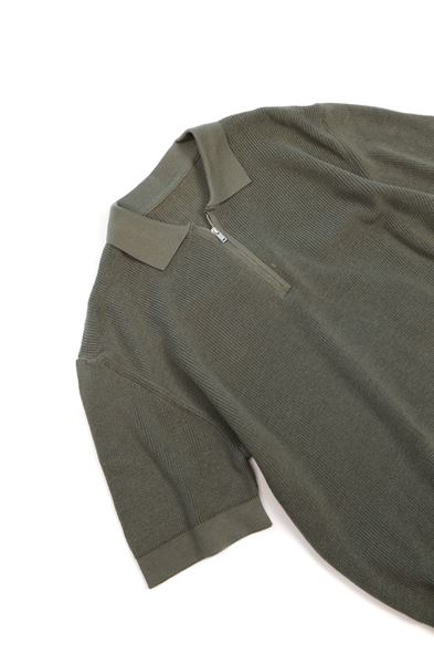 Lave Haki Fermuarlı Triko Tshirt