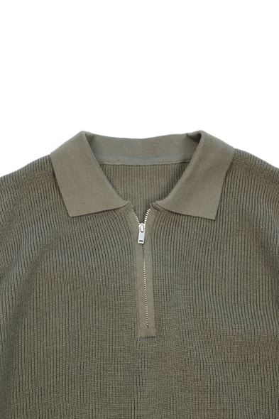 Lave Haki Fermuarlı Triko Tshirt