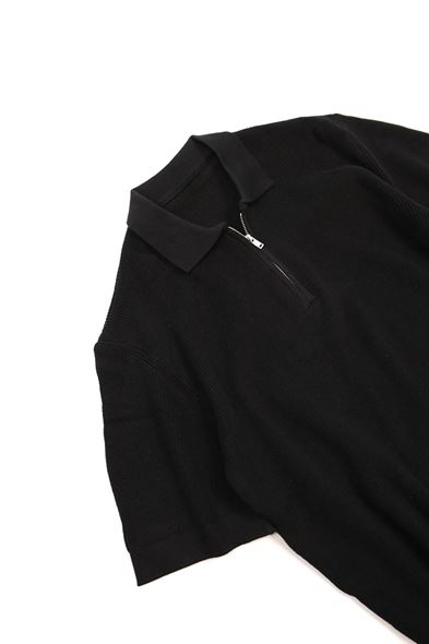 Lave Siyah Fermuarlı Triko Tshirt