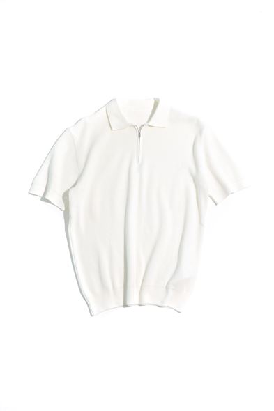 Lave Beyaz Fermuarlı Triko Tshirt