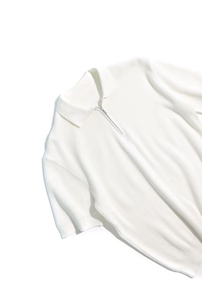 Lave Beyaz Fermuarlı Triko Tshirt