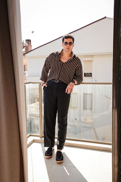 Tyre Çizgili Kahve Gömlek