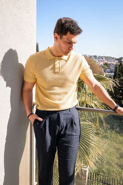 Rimo Sarı Düğmeli Triko Tshirt