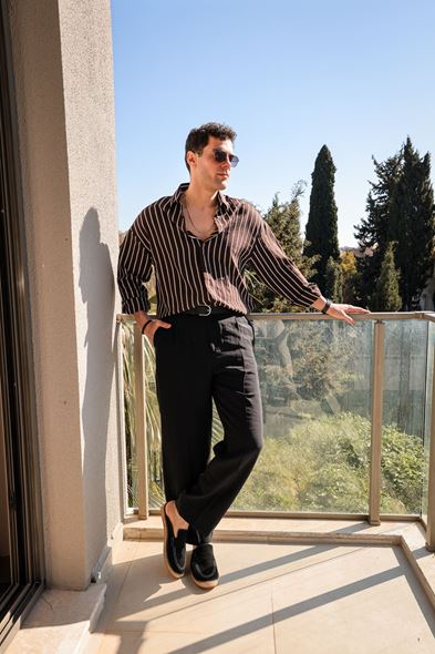 Tyre Çizgili Kahve Gömlek