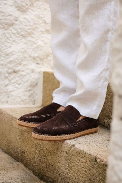 Minoa Kahve Loafer Süet Hakiki Deri Espadril