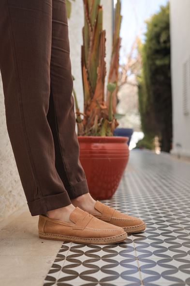 Minoa Bej Loafer Süet Deri Espadril