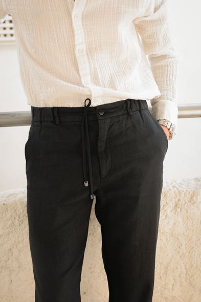Sardis Siyah %100 Keten Pantolon