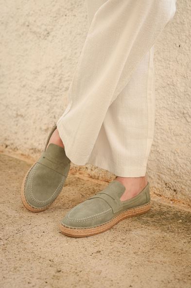 Minoa Avokado Loafer Süet Hakiki Deri Espadril